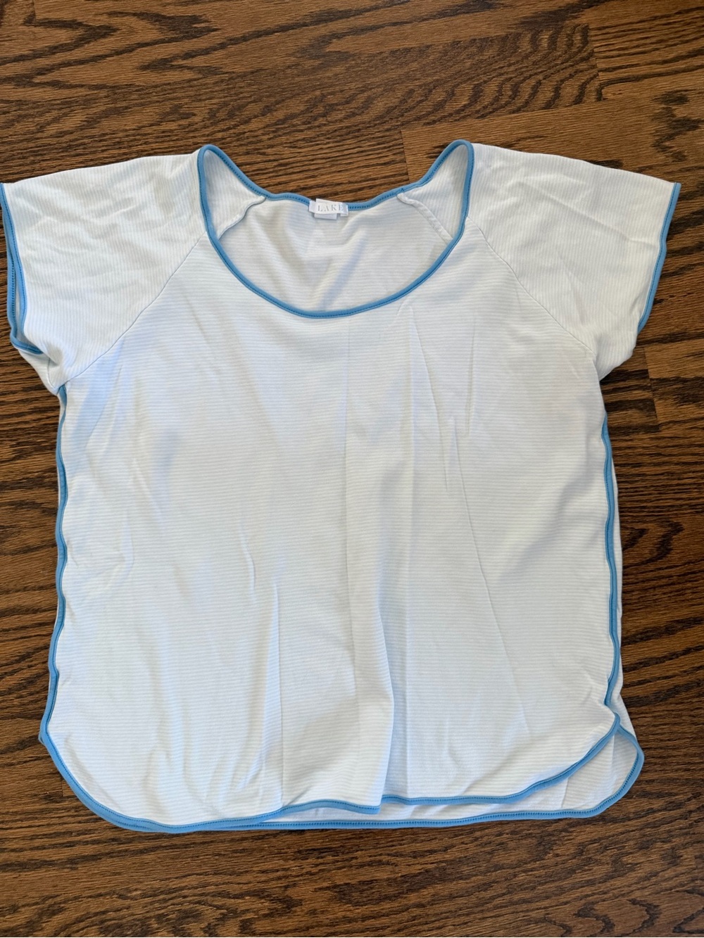 Lake Pajamas Blue & White Striped Short Sleeve Top M
